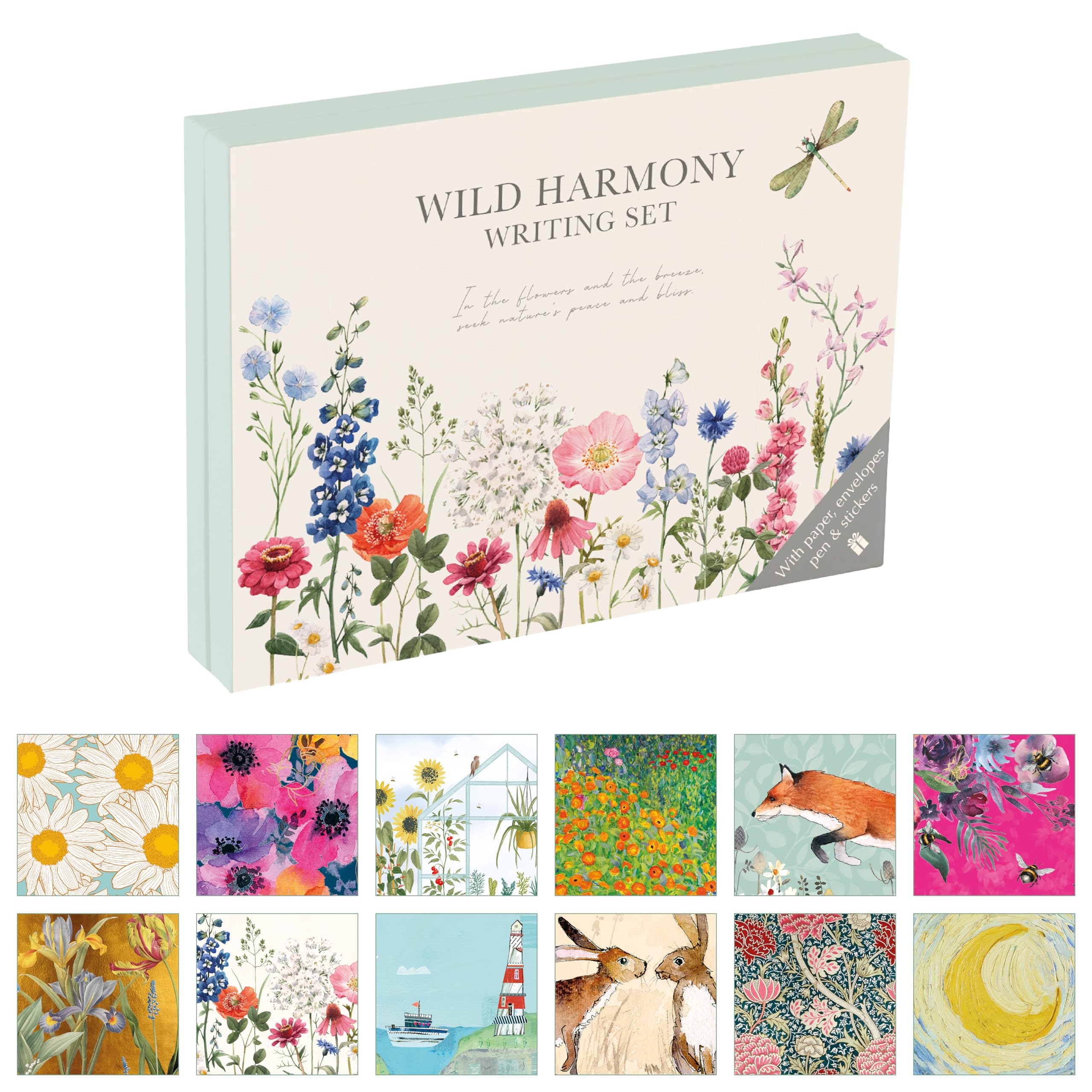 TGSC | Wild Harmony Gifted Stationery Letter Writing Sets | Ballpoint Pen with 32 x A5 Letter Paper Sheets & 16 x envelopes | Writing Paper & envelopes | Letter Writing Set & 2 Sheets of Letter Seals