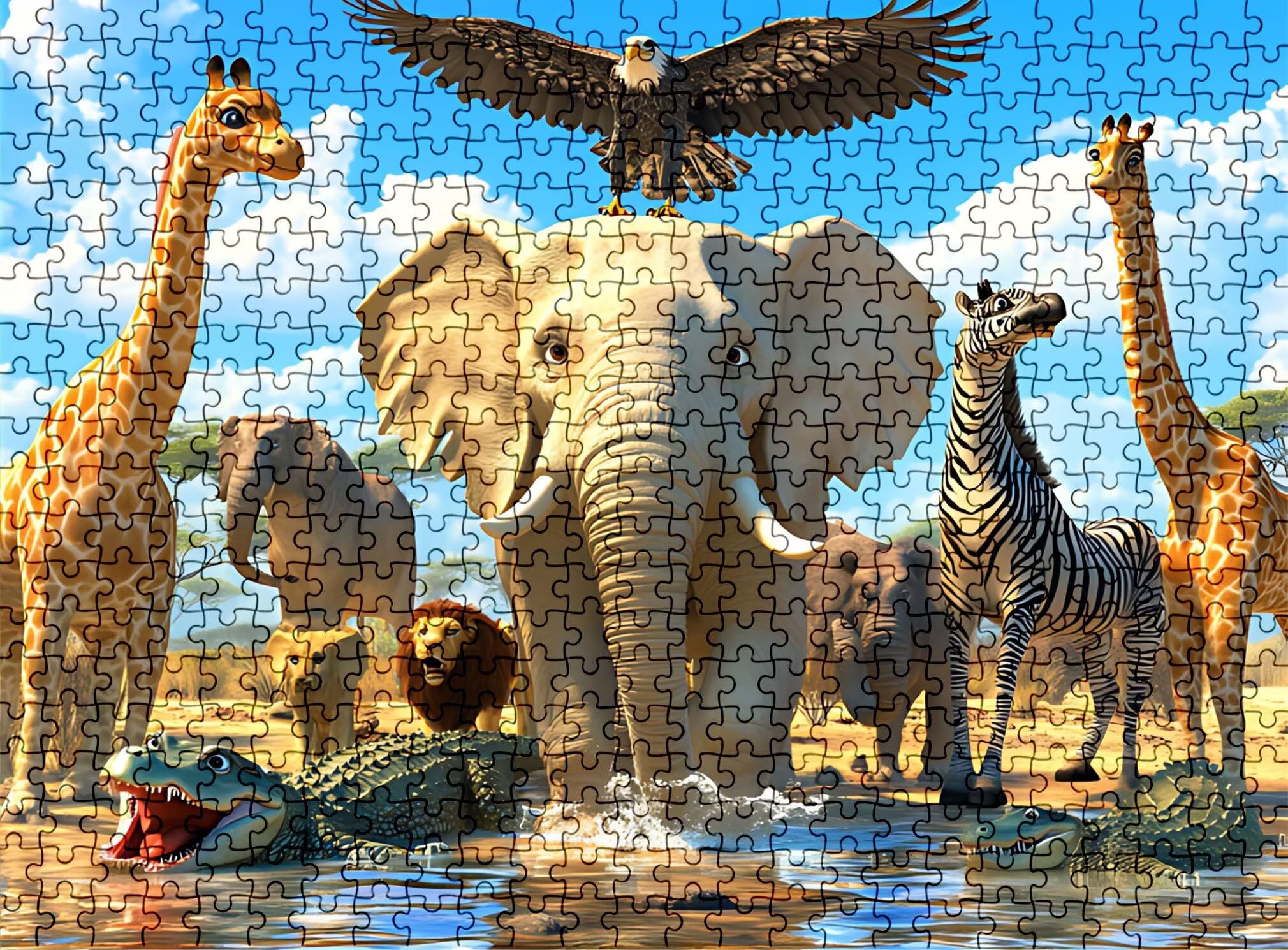 Puzzle 1500 Teile, Holzpuzzle Erwachsene - Impossible Puzzle 87 x 57 cm niffliges Denkspiel & Denksport für Frauen & Männer, Familienspiel für Spieleabende, Geschenk für Frauen Tier Afrika w0-147