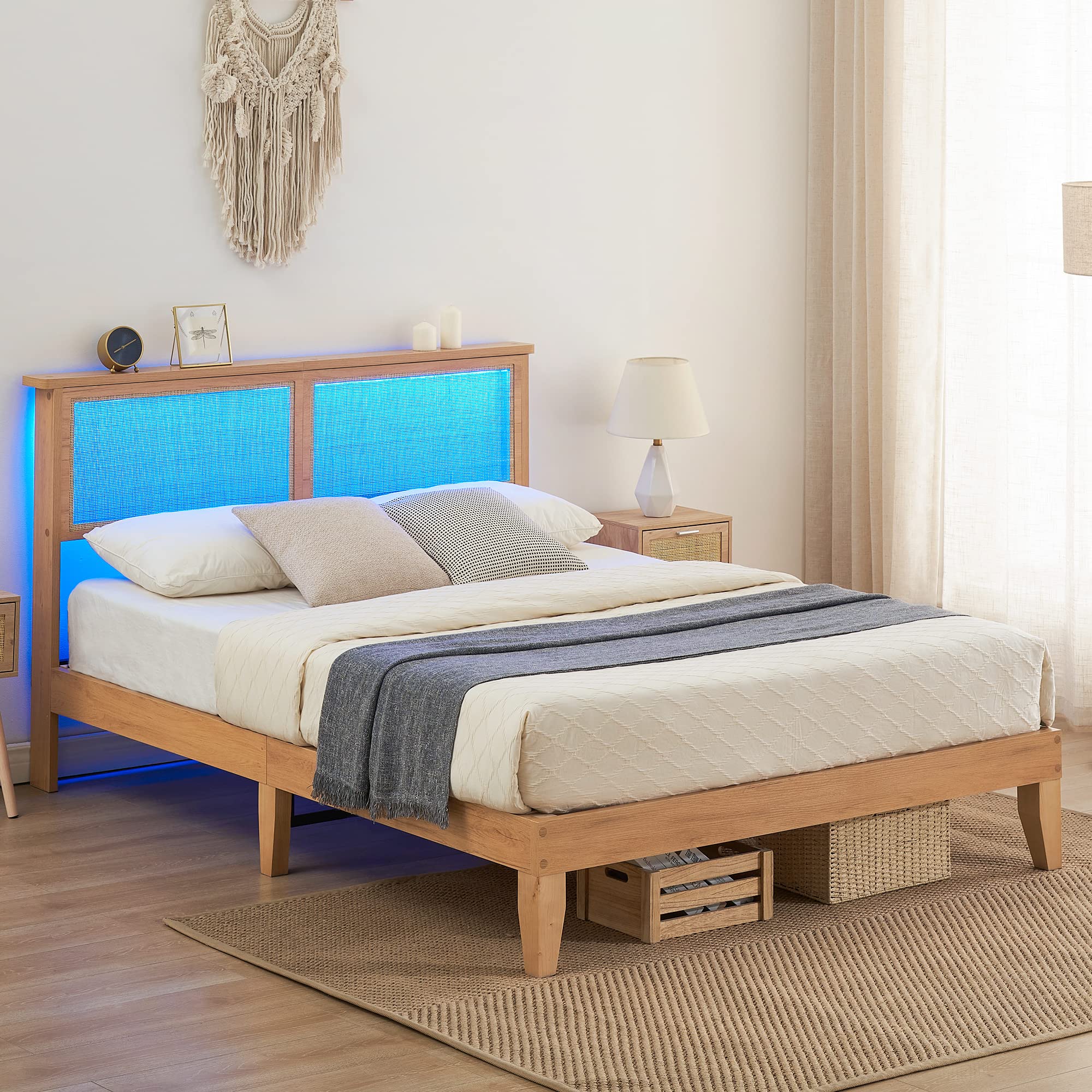 Amazon.com: coucheta 12.4 Inch Solid Wood Full Bed Frame with