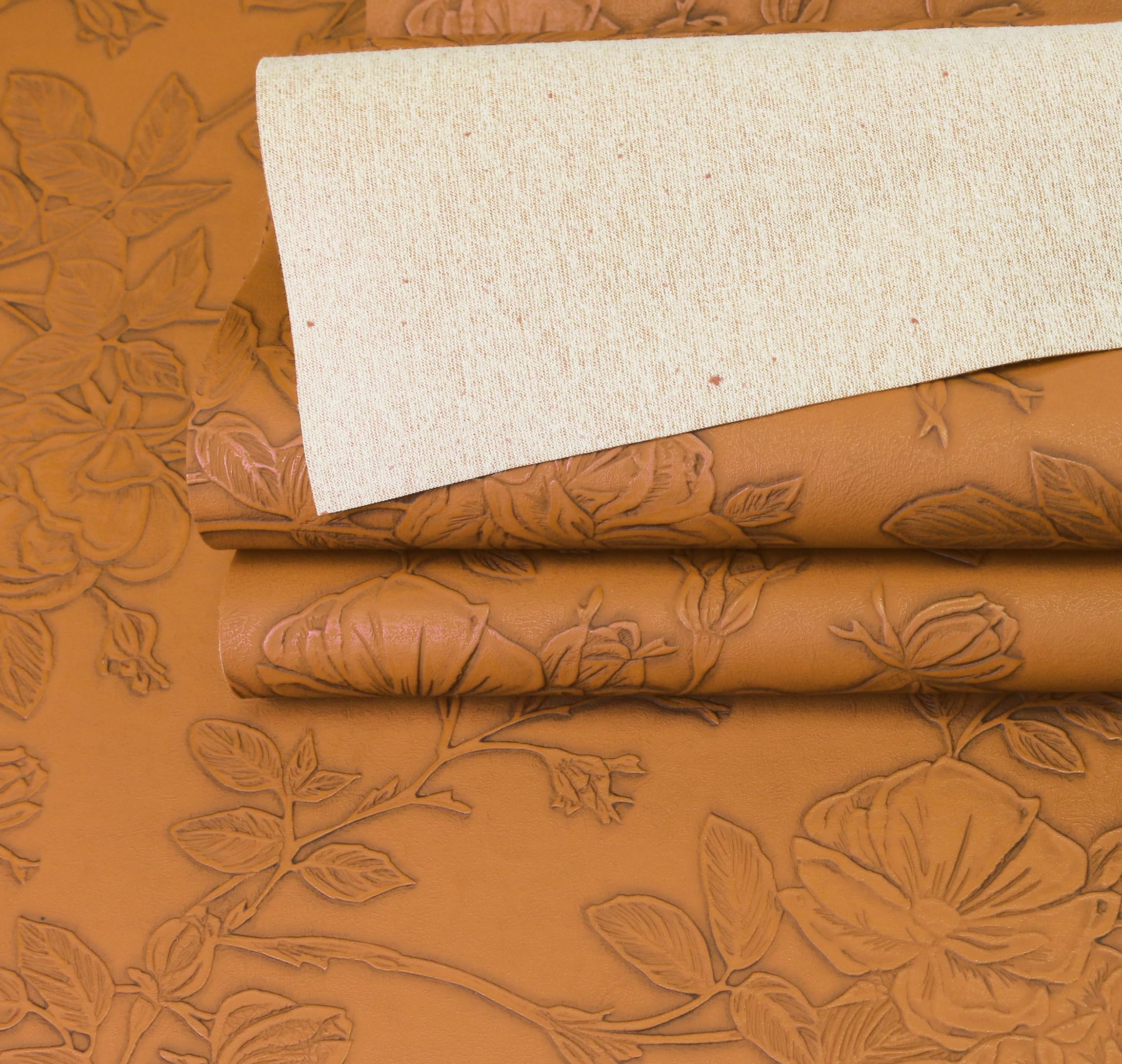 A-Express Floral Faux Leather Fabric, Embossed PU Vinyl Material, 140cm 55" Inches Wide, 430 GSM by The Metre - Image 2