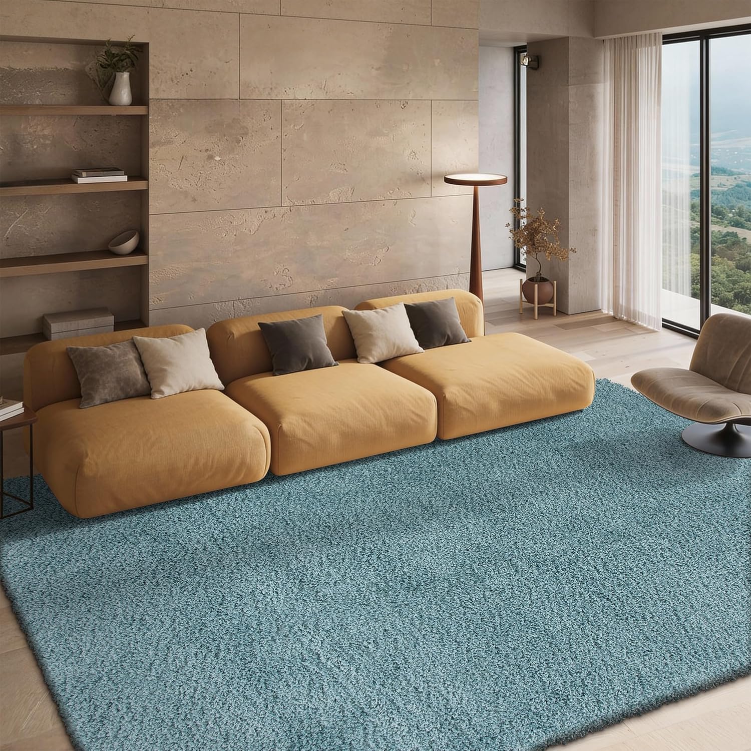 SAFAVIEH Area Rug 8x10 - California Shag Collection - Large - Light Blue, Non-Shedding & Easy to Clean, Ultra Plush Thick Pile, Ideal for Living Room, Bedroom, Dining Space (SG151-6060)
