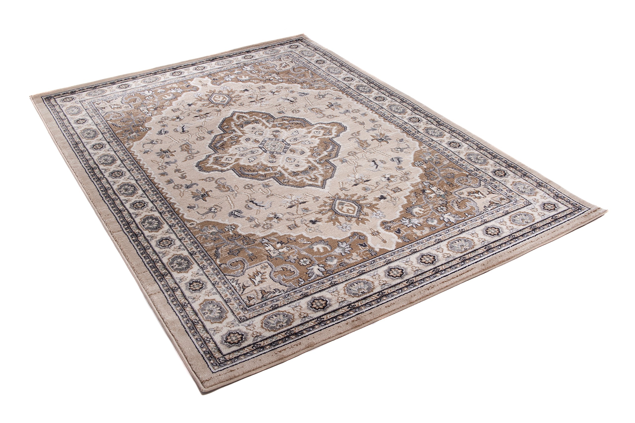 Carpeto Rugs Alfombra Oriental de Diseño Floral de Salón Grande de Pelo Corto - Alfombras de Habitación de Matrimonio, Dormitorio y Comedor - Alfombras Salon - Beige Claro - 60 x 100 cm