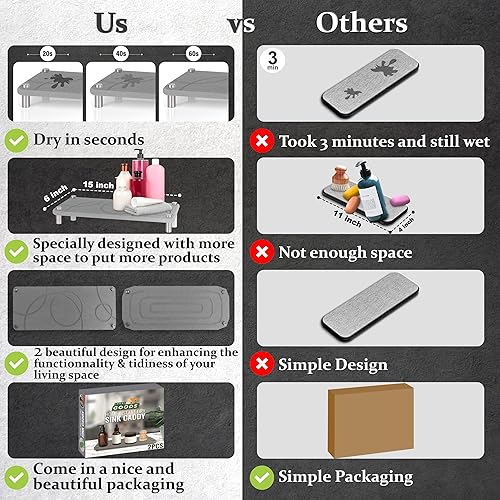 Miniatura 6 de Organizador grande para fregadero de cocina, organizador de esponja con protección de pies de acero inoxidable, herramientas de lijado inferior de