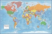 Vista 2 de Conjunto de dos mapas de pared clásicos premier de Estados Unidos y el mundo, 48 x 78 pulgadas