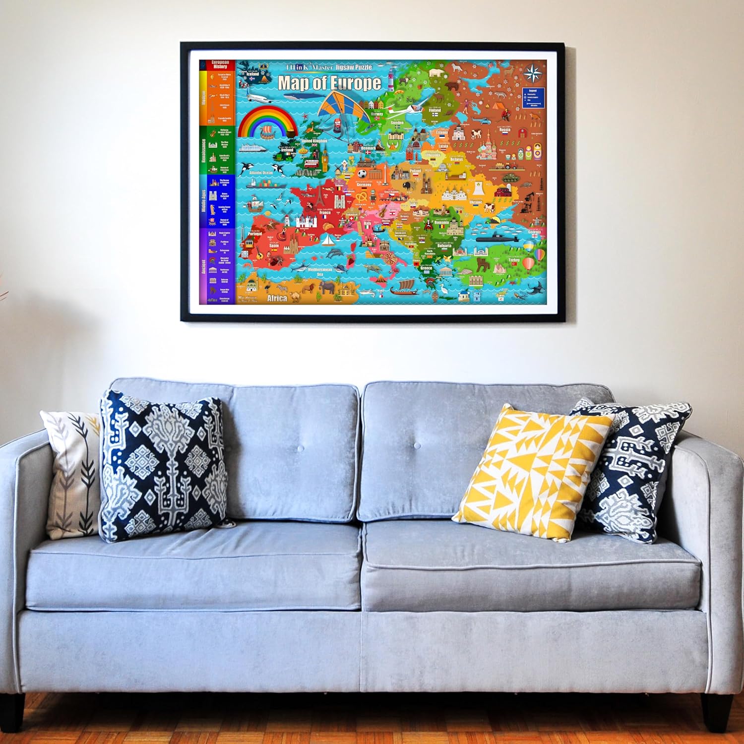 Think2Master Colorful Map of Europe 500 Pieces Jigsaw Puzzle with Very Large Pieces for 13+, Adults & Seniors. Great Gift for Interest in the European Map. Size: 26.8” X 18.9”