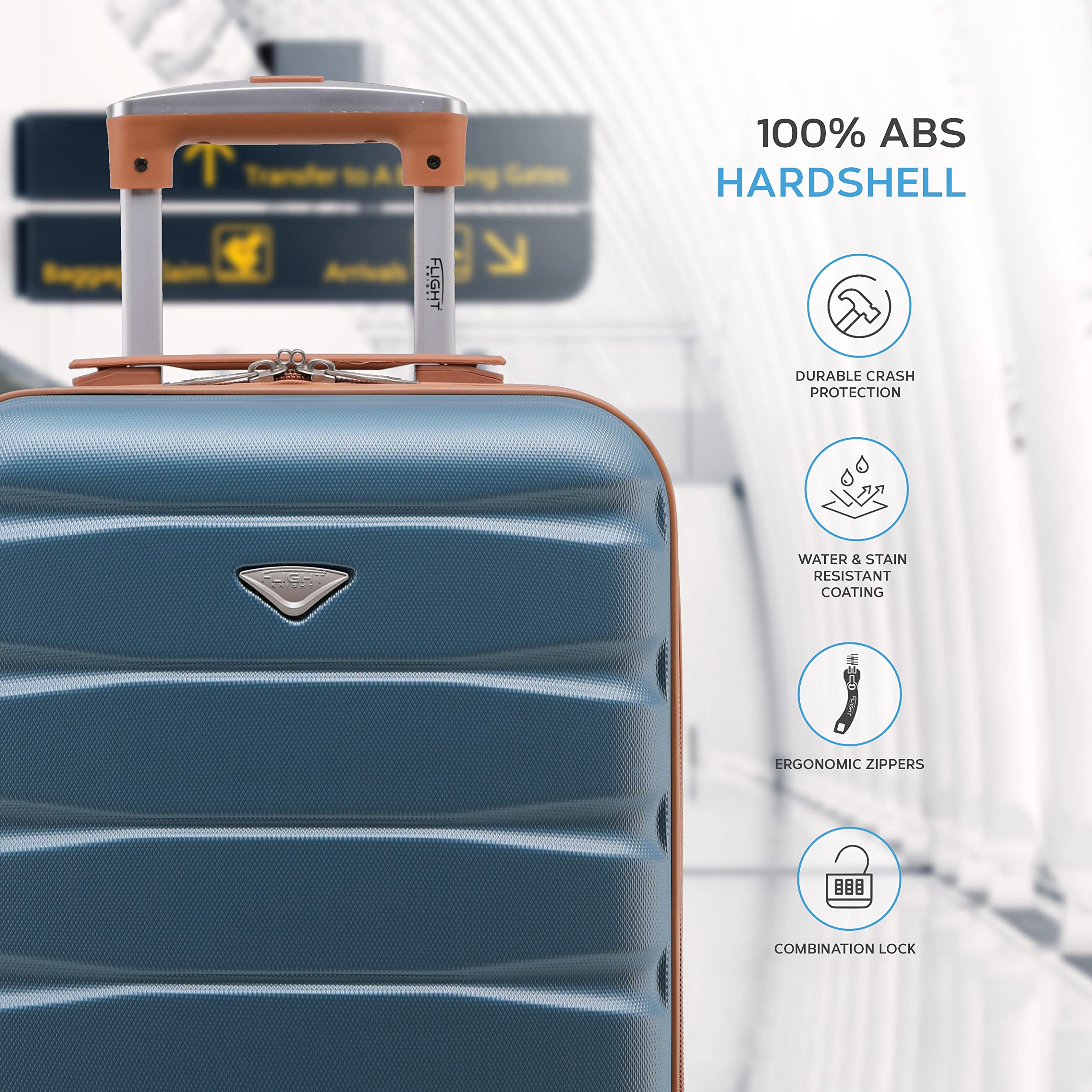 Flight Knight Case 3er-Pack Leichtes Starres ABS-Handgepack Mit 4 Radern, Zugelassen Fur Uber 100 Fluggesellschaften, Darunter Air France, Ryanair Und EasyJet, 55x35x20cm