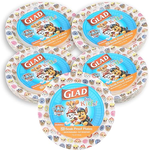 Vista 18 de Glad Platos de papel de emoji de Paw Patrol para niños, 20 unidades, 8.5 pulgadas, platos de Paw Patrol para niños, platos de papel desechables