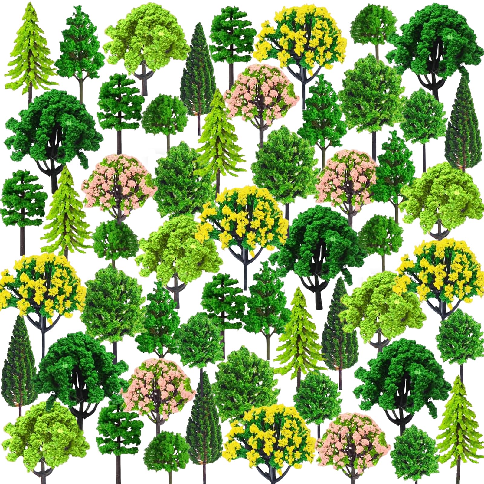 55 Pieces Model Building Trees, Model Trees Miniature, Landscape Model Trees, Mixed Model Tree, Mixed Trees, Train Trees, for DIY Landscape, Miniature Landscapes, Sand Table, Landscape (3-7cm) â image 1