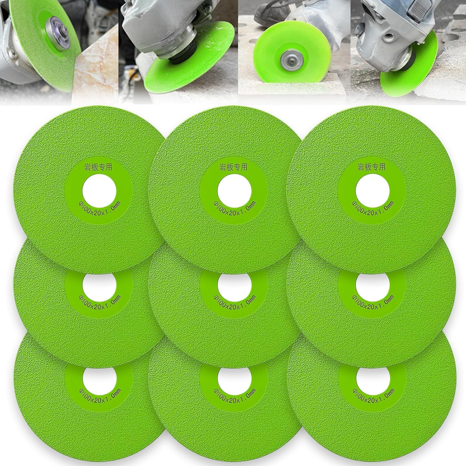 Rock Slab Grinding Disc, Sand Sweeping Saw Grinding Cutting Blade, Glass Cutting Disc, Glass Cutting Disc for Angle Grinder, 4 * 7/8 inch for Tile, Marble and Crystal (9PCS)