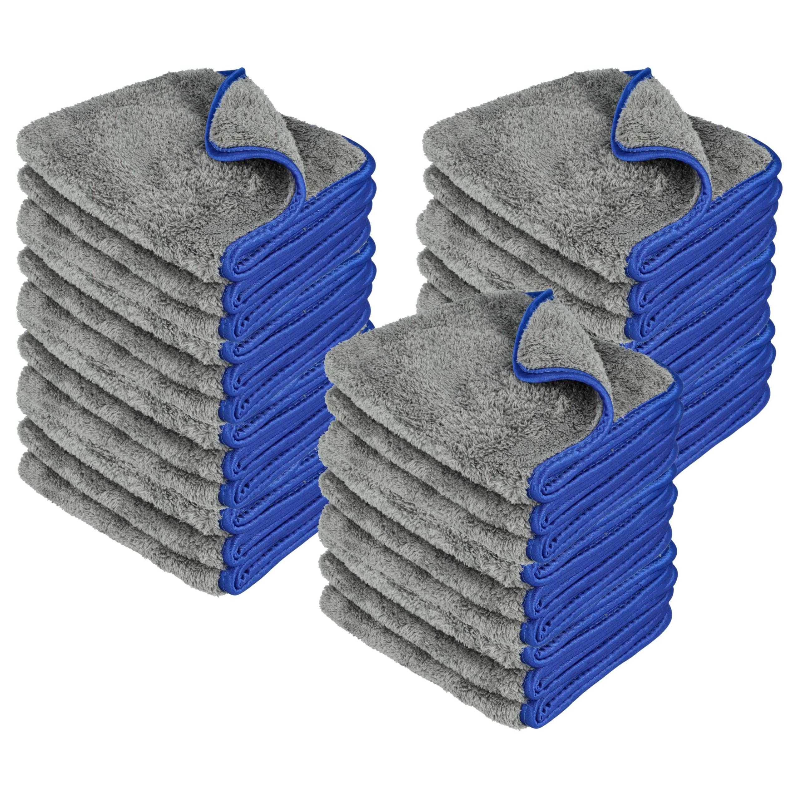 vhbw 30x Chiffons d'entretien pour Voiture, Motocycle - Chiffons en Microfibre 40 x 40 cm, lavables, réutilisables Bleu/Gris foncé