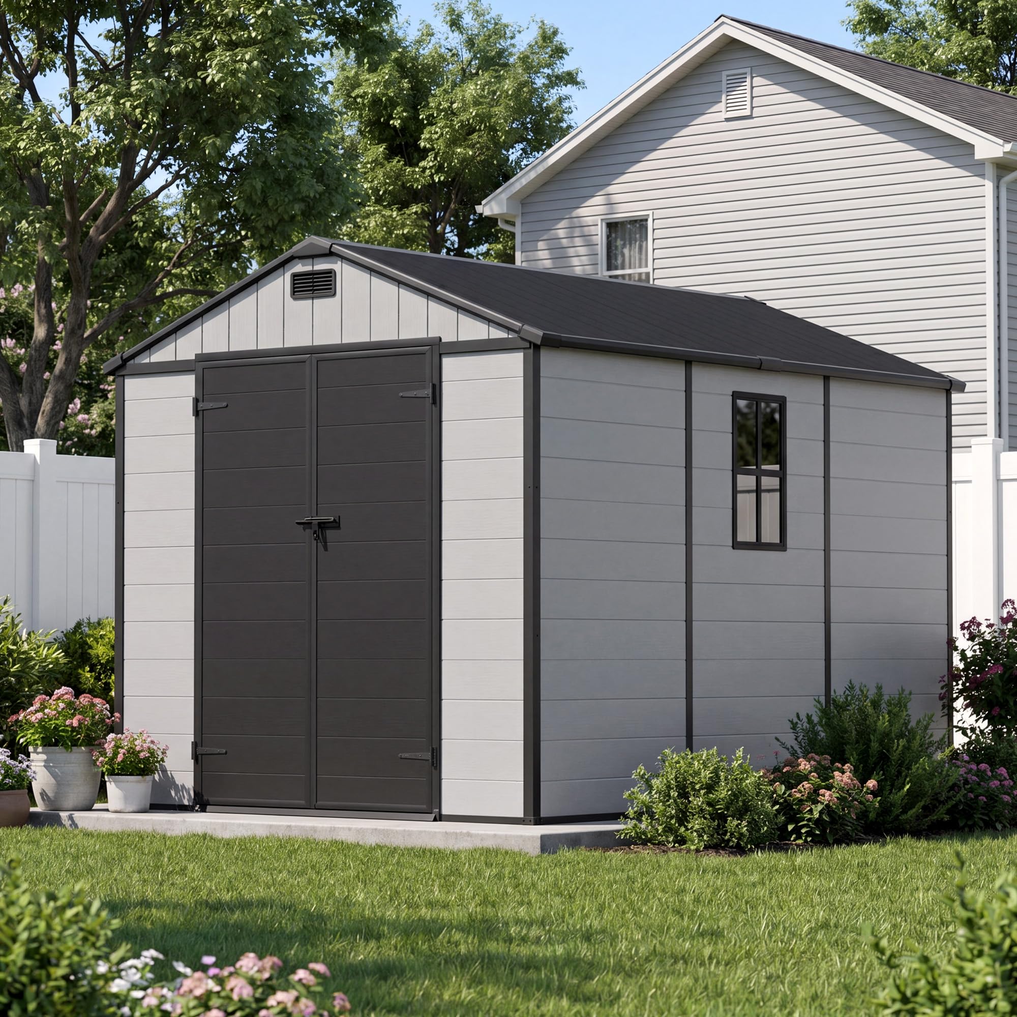 JUMMICO 8x10 FT Resin Outdoor Storage Shed