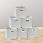 Simple Houseware 11-Inch Foldable Cube Storage Bins with Handles, Grey | 6-Pack Lightweight & Durable Structure Fabric Cubes Organizer for Closet or Shelves