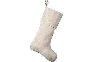 SARO LIFESTYLE Christmas Stocking, 7" x Canvas Linen Blend Stocking