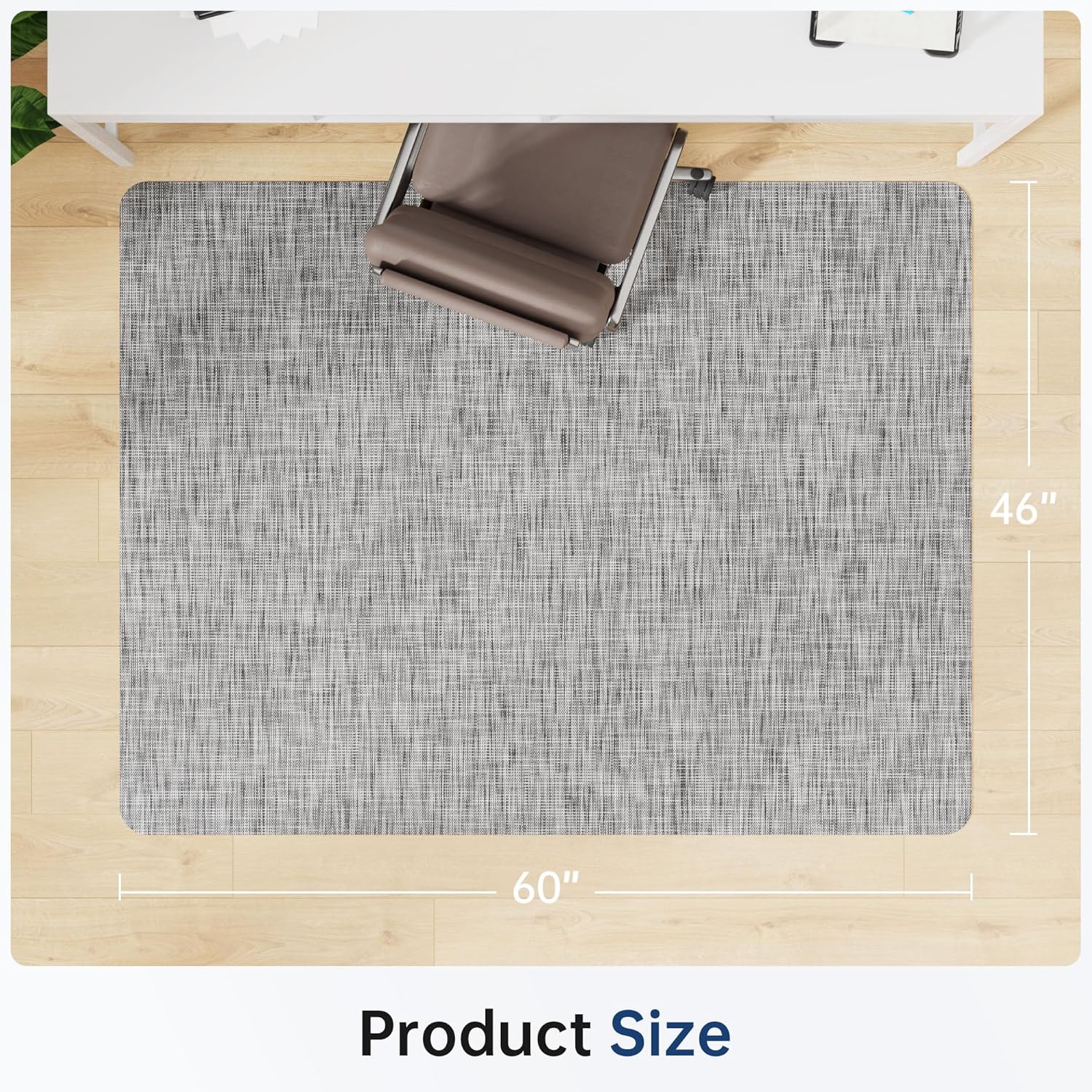 Office Chair Mat for Hardwood & Tile Floor, 46" x 60" Desk Chair Mat, Anti Slip, Non-Curve Computer Chair Mat for Rolling Chairs Floor Protector for Home Office