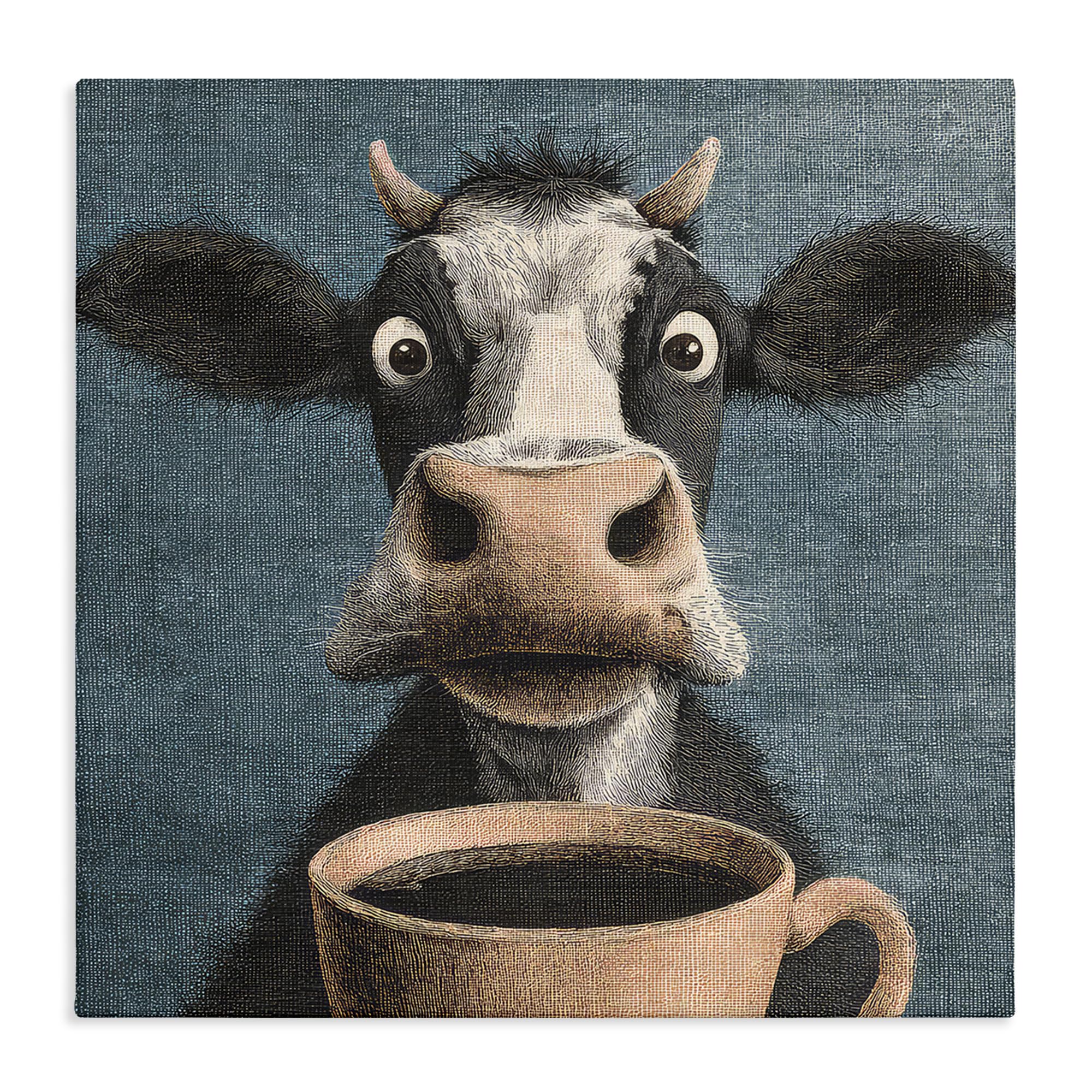 Stupell Industries 'Grumpy Cow & Coffee', Canvas Art, 30 x 30 Inches, Easy to Hang and Sturdy, Made in USA, by The Wands Want