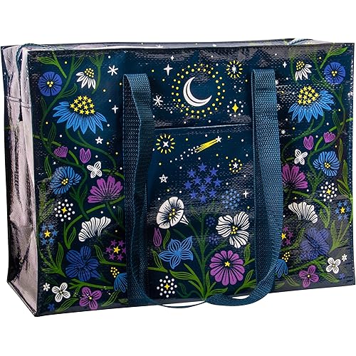 Blue Q Reusable Shoulder Tote Bag – Carry Everywhere Bag with a Hefty Zipper, Durable, Fun Design, 95% Recycled Material