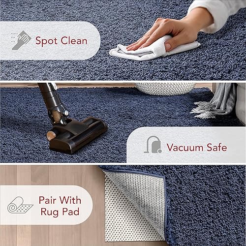 Miniatura 3 de nuLOOM Marleen - Alfombra contemporánea de pelo, 2 x 3 pies, color azul marino