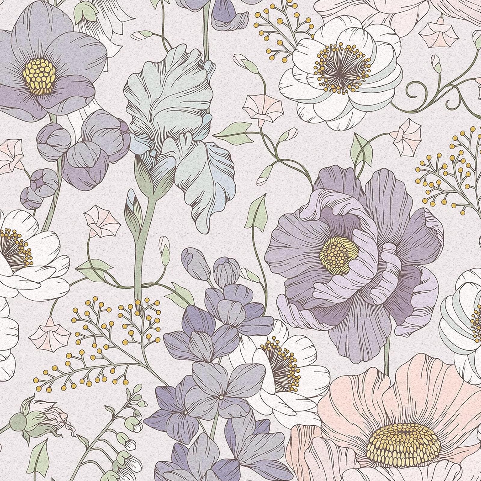 ANLIKY-Pro Vintage Poppy Floral Self Adhesive Wallpaper, Pink Purple Botanical Peel and Stick Wallpaper, 44x300cm Waterproof Vinyl Wall Stickers for Living Room Bedroom Cabinets Upcycling. — image 1