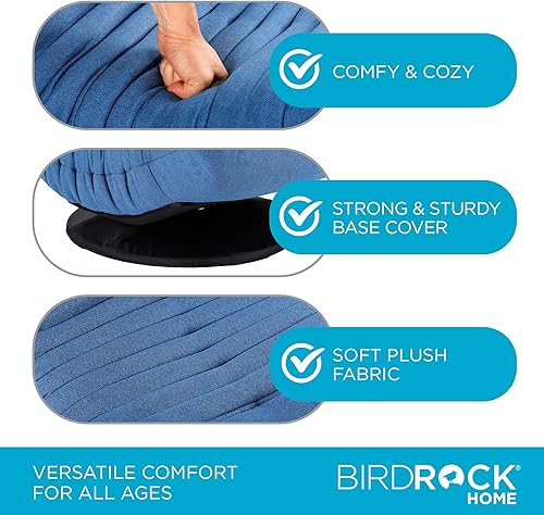 Miniatura 22 de BirdRock Home - Silla giratoria para suelo, asiento de espuma viscoelástica, ajustable, 360 grados, respaldo cómodo, cojín para mecedora y