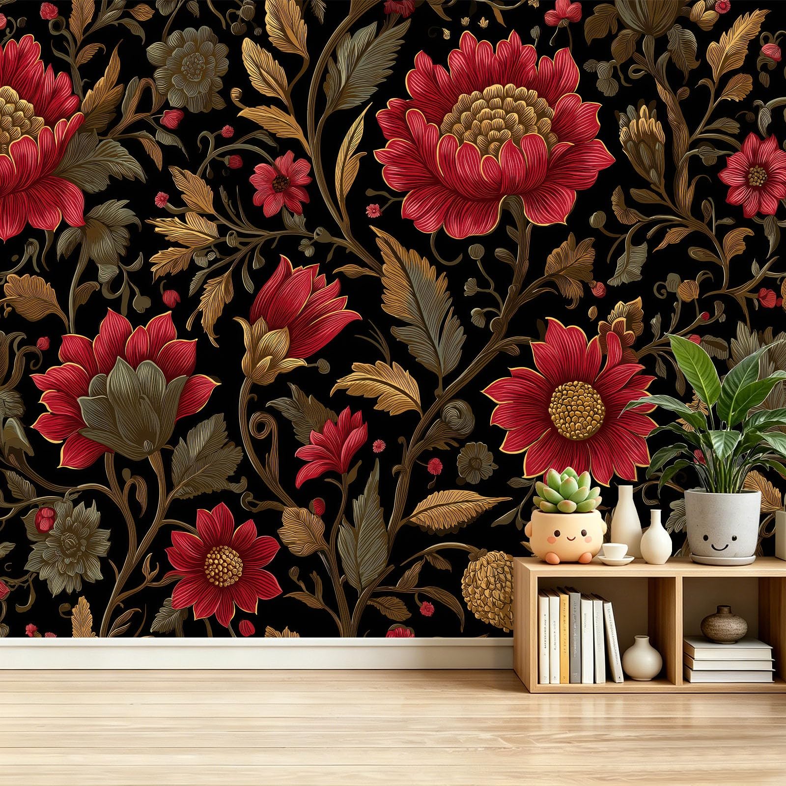 Papier peint vintage intissé panoramique roses anciennes 250x175 cm
