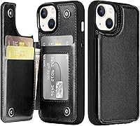 Vista 19 de Arae Funda para iPhone 13 Pro Max - Funda tipo cartera con bolsillos de cuero PU para tarjetas y tapa trasera abatible para iPhone 13 Pro Max 6.7