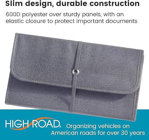 Miniatura 9 de High Road Organizador de guantera, soporte de seguro y registro para documentos de automóvil y papeleo - Organizador de asiento delantero expandible