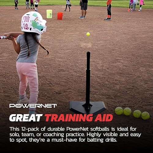 Miniatura 5 de PowerNet Pelotas de sóftbol flexibles, bolas acolchadas de 12, 11 pulgadas, equipo de práctica de béisbol portátil para lanzar y batear, pelotas
