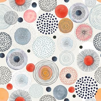 Circles Geometric Peel and Stick Wallpaper Boho Self Adhesive Removable Wallpaper for Bedroom Kitchen Cabinets Countertops Mural Boho Art Deco Abstract Contact Paper 17.5" x 118"