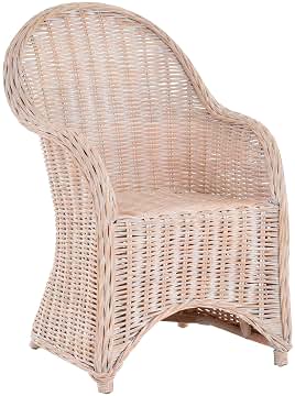 Moderna silla de mimbre para comedor, ratán natural, moderno, vintage, color blanco, elegante y cómodo asiento