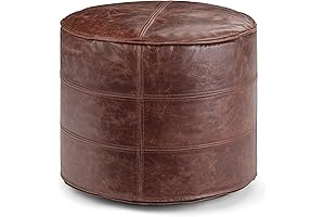SIMPLIHOME Connor Round Leather Ottoman: A Fusion of Comfort and Style