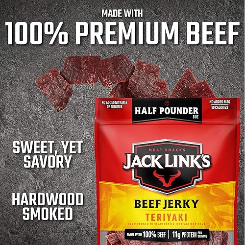 Miniatura 6 de Jack Links Jerky de ternera Teriyaki bolsa de  libra bocadillo de carne sabrosa 039onzas de proteína y 80 calorías fabricado con carne de res de