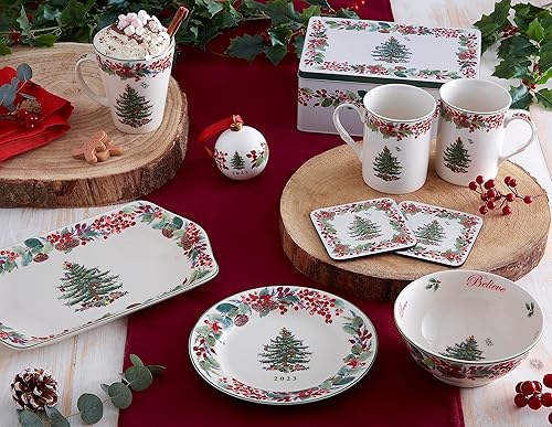 Miniatura 4 de Spode Plato decorativo navideño de porcelana de 8 pulgadas, coleccionista anual 2023, estilo tradicional, apto para microondas y lavavajillas