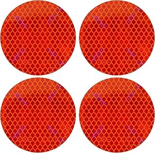 3" Inch Round DOT-SAE Amber/Red High Visibility Reflective Stick-On Prism Reflector Strong Weatherproof Trailer Camper RV Flatbed Fender Property Boat Marine (Amber, Qty 4)