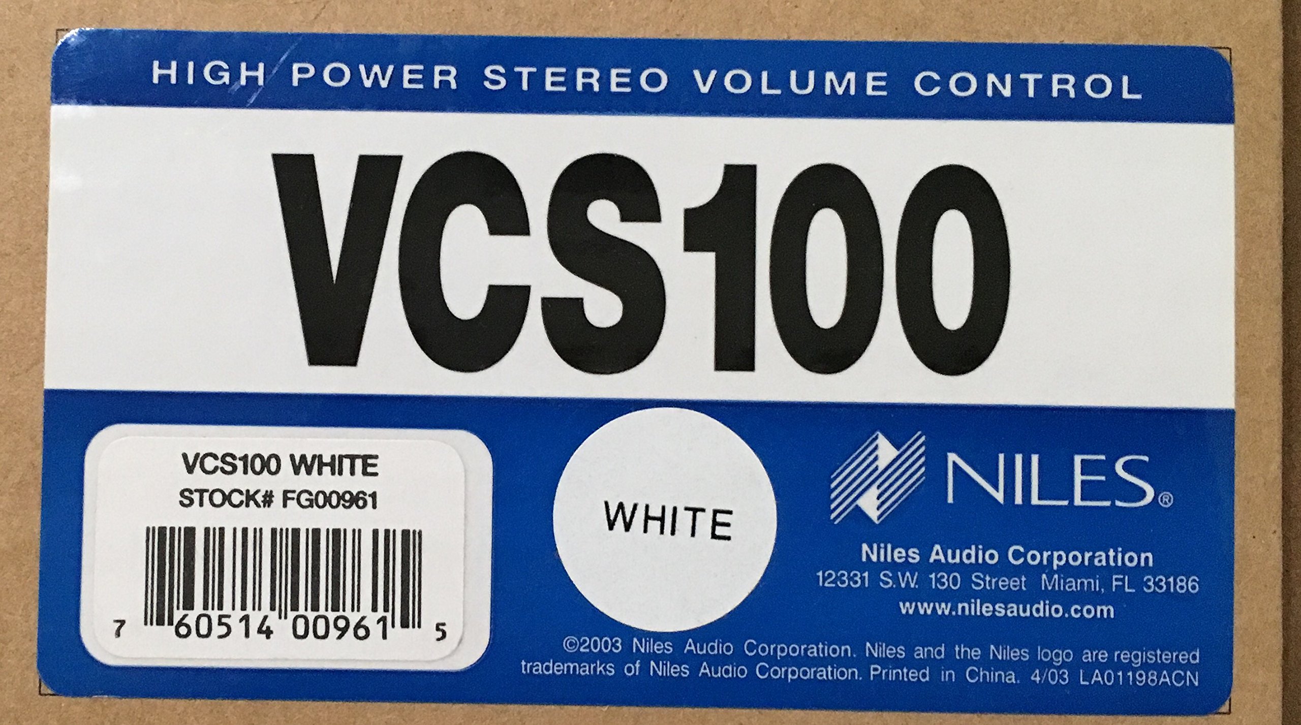 NILES AUDIO VCS100R High Power Stereo Volume Control - White