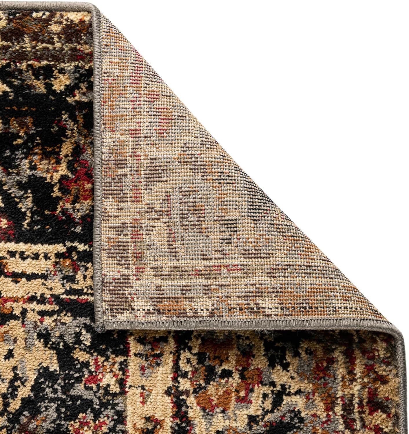 Rugs.com Saturn Collection Rug – 7 Ft Runner Black Medium Rug Perfect for Hallways, Entryways