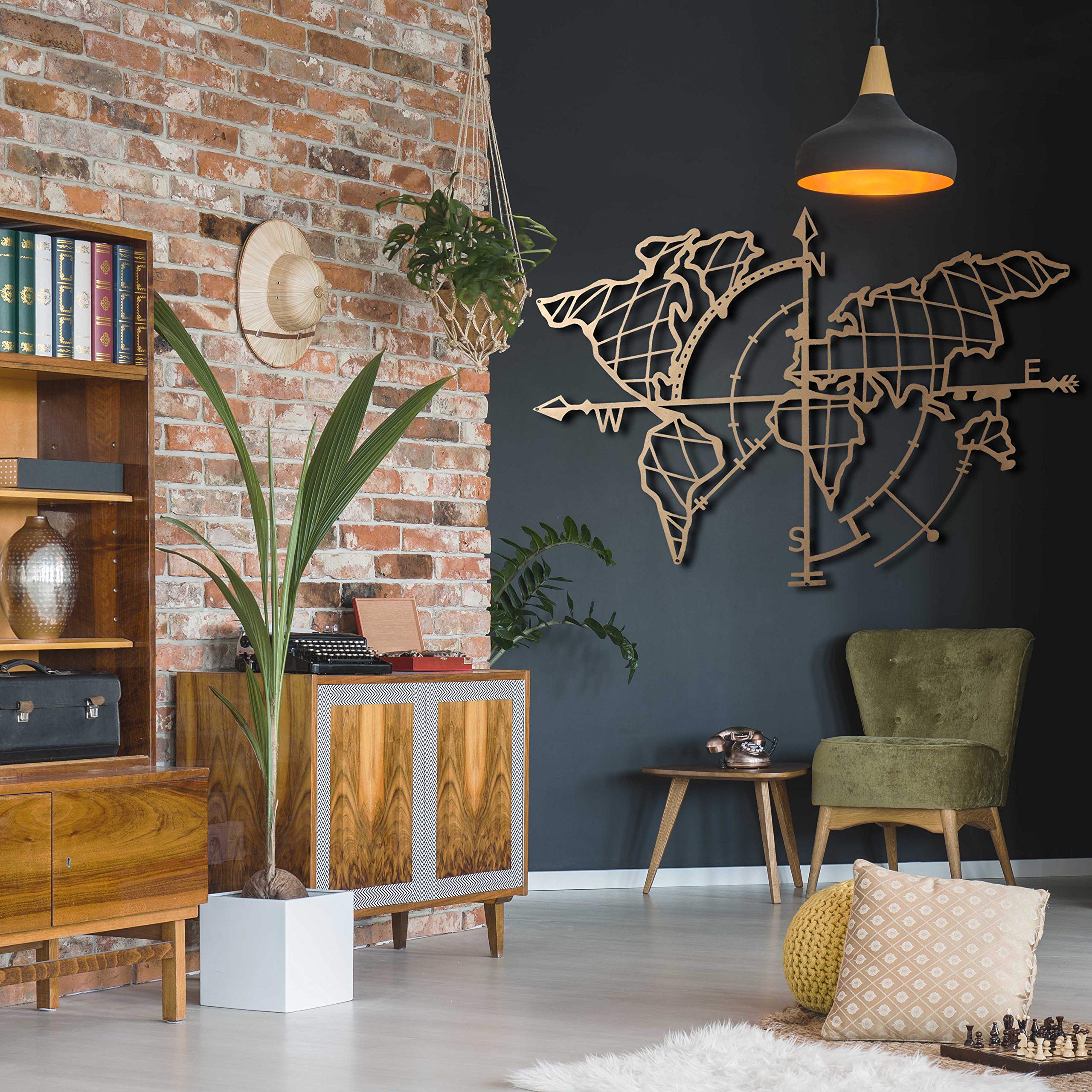 Buy Tubibu Modern Wall Art, 100 Metal Metalic World Map, Size (26