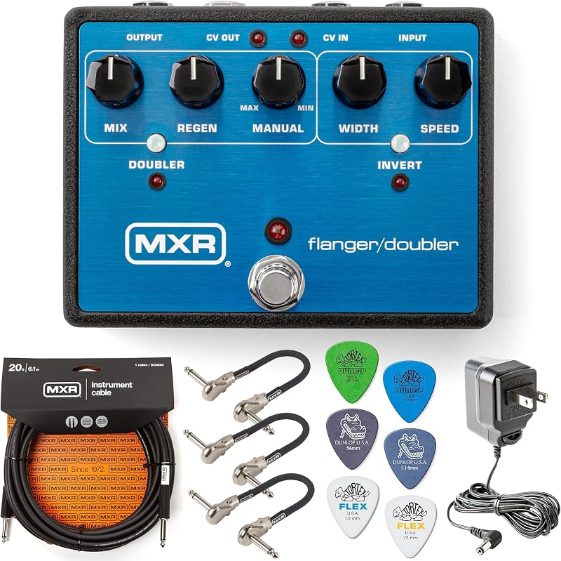 MXR M226 Flanger/Doubler con instrumento MXR + cables de conexión, 6 púas Dunlop