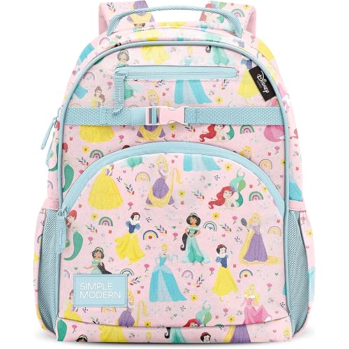 Simple Modern Disney Princess Kids Backpack for School, Girls, Boys | 12L | Fletcher Princess Rainbows Bookbag, School Backpack for Toddler, Preschool, Kindergarten | Fits Lunch Box, Cute | Medium