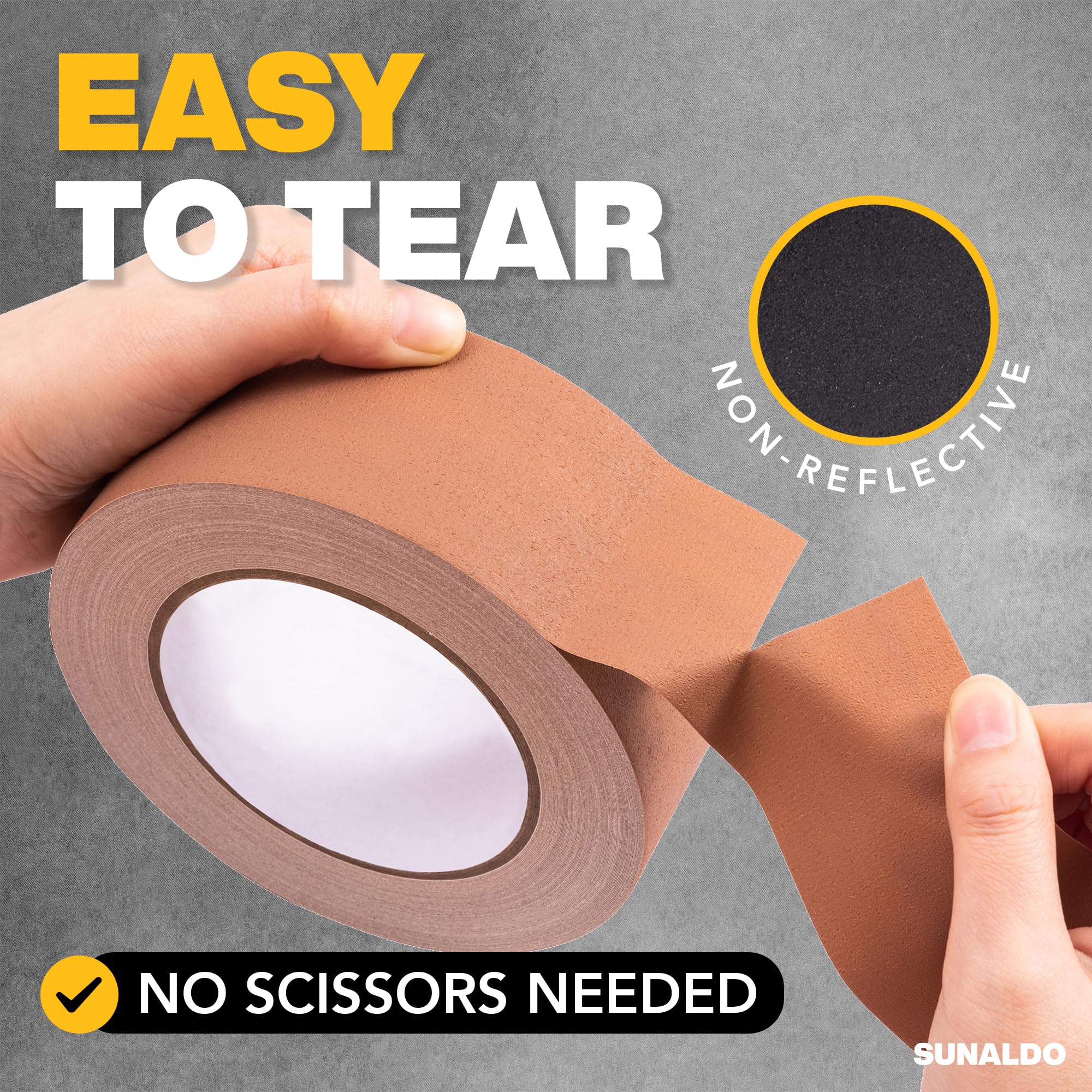 Gaffers Tape – 6 Stück Klebeband mit starkem Halt, leicht abreißbar, keine Rückstände, professionelle Qualität, für elektrische Kabel, mattes Finish, nicht reflektierend, beständig
