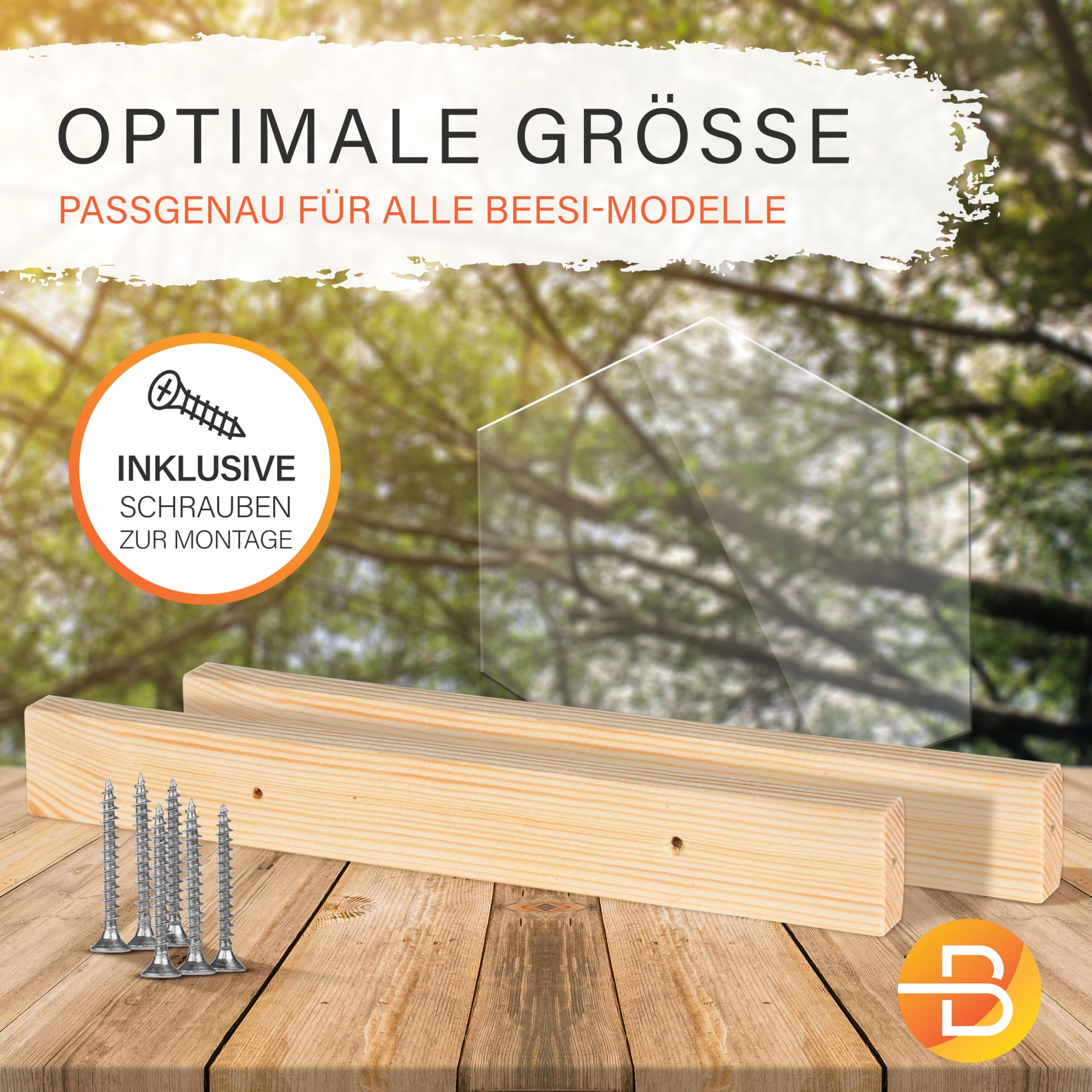Beesi Wildbienenhotel mit Vogelschutz I Dach wetterfest I Nisthülsen aus Bambus I hochwertiges Insektenhotel I ohne Splitter mit Acrylgrlas Vogelschutz (Schilf - Für kleinere Bienen, Brown)