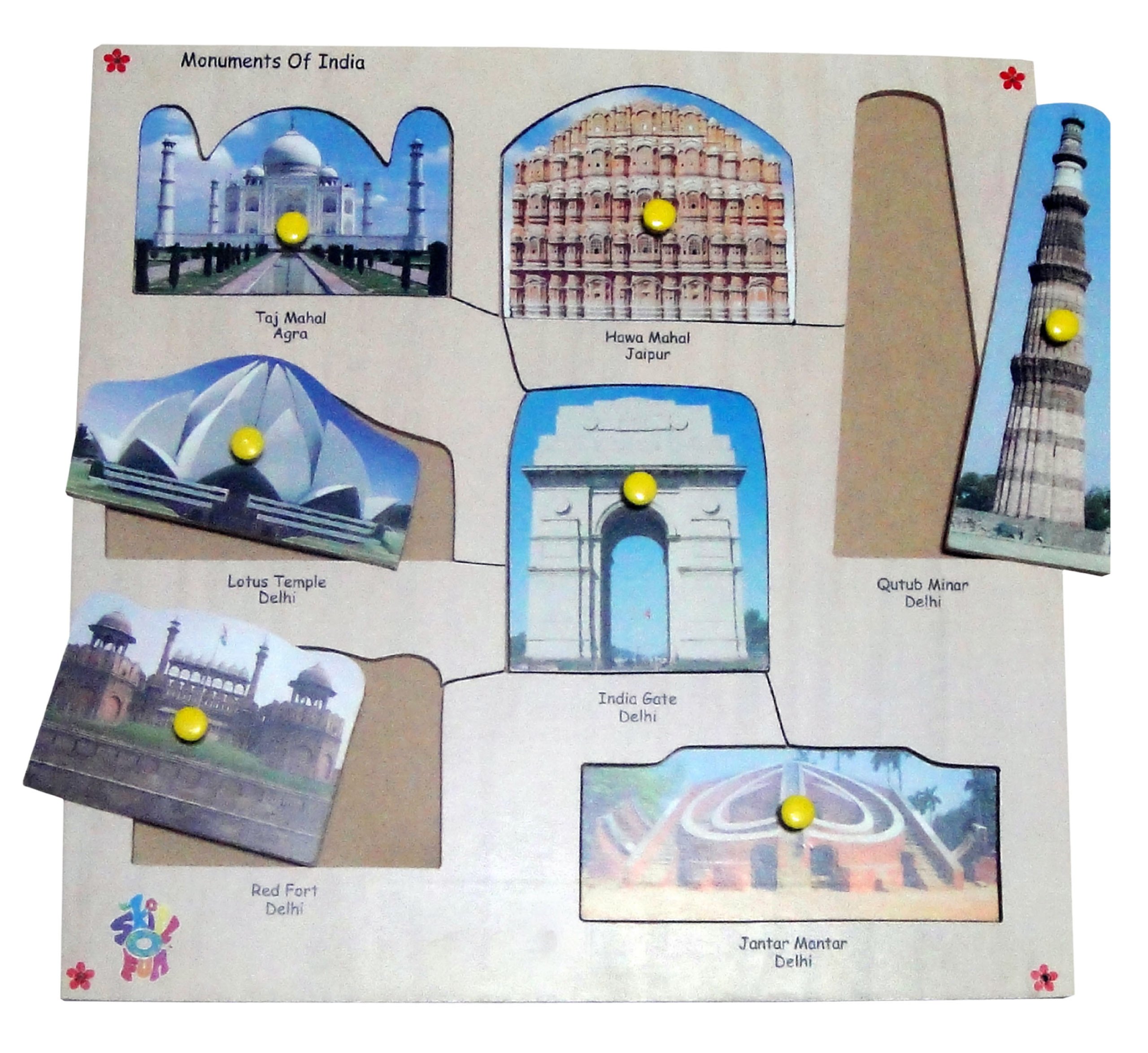 Skillofun King Size Identification Tray - Engage Children in Learning | Features Ten Indian Monument Pieces | Descriptive Information | Develop Motor Skills | Educational Self-Corrective Puzzle (B00DZL8KZS) Amazon Price History, Amazon Price Tracker