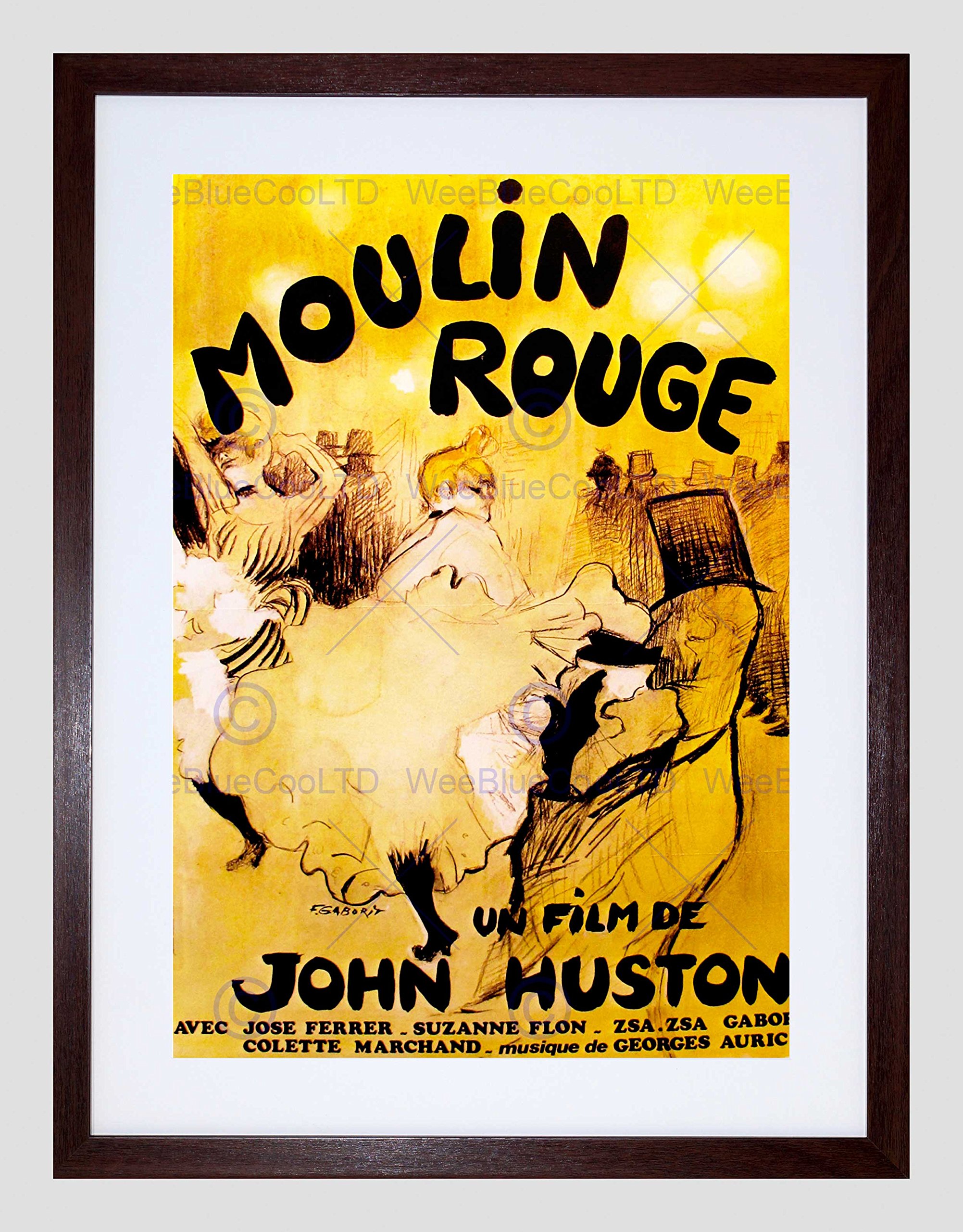 Wee Blue Coo Film Moulin Rouge Cancan Burlesque Paris Huston Ferrer Gabor Art Framed Wall Art Print