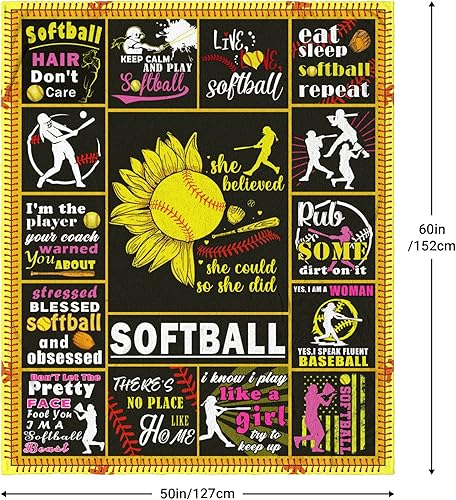 Miniatura 6 de Regalos de sóftbol para niñas, cosas de sóftbol, regalos de entrenador de sóftbol, manta de regalo de cumpleaños de 60 x 50 pulgadas