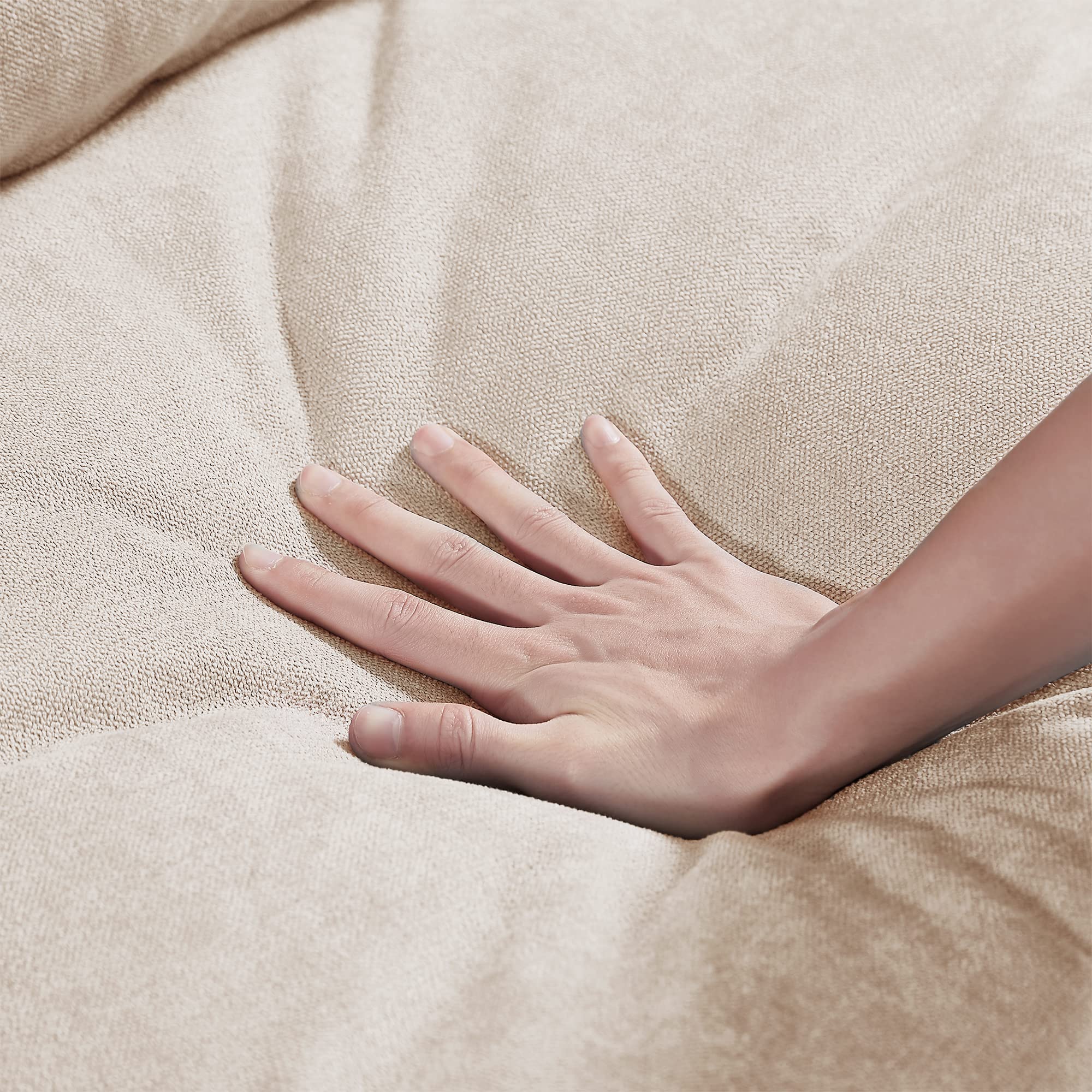 Sofá modular de 130 pulgadas para sala de estar, sofá grande moderno estilo L, sofá seccional relleno de plumas en forma de L, sofá convertible con almohadas de cintura, color beige