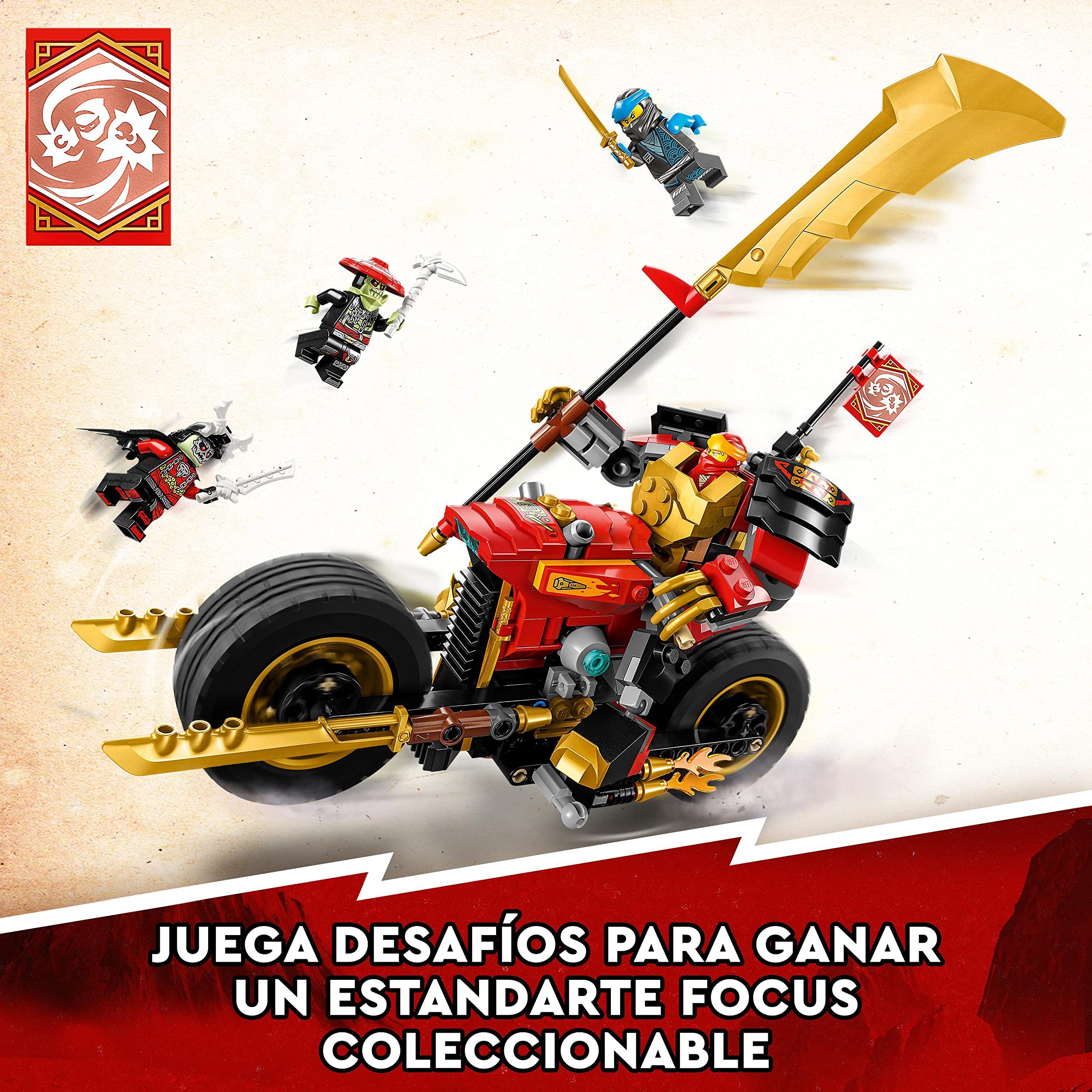 LEGO Ninjago Moto-Meca EVO de Kai, Moto Ninja de Juguete y Figura de Acción Articulada, Minifiguras de Guerreros, Juego de Batalla para Niños y Niñas de 7 Años o Más 71783