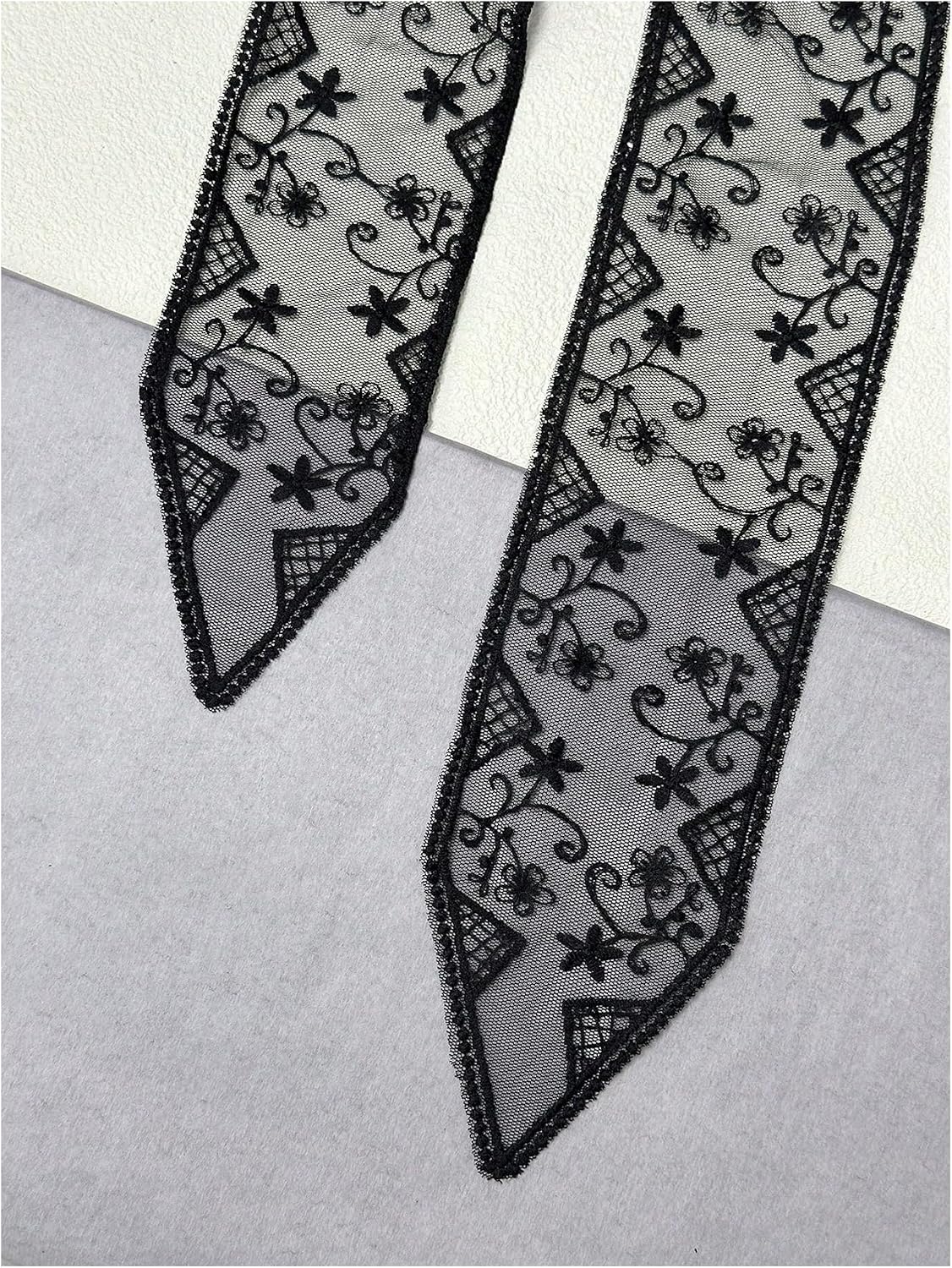 SweatyRocks Women's Lace Scarf Long Skinny Scarf Neckerchief Headband image 5