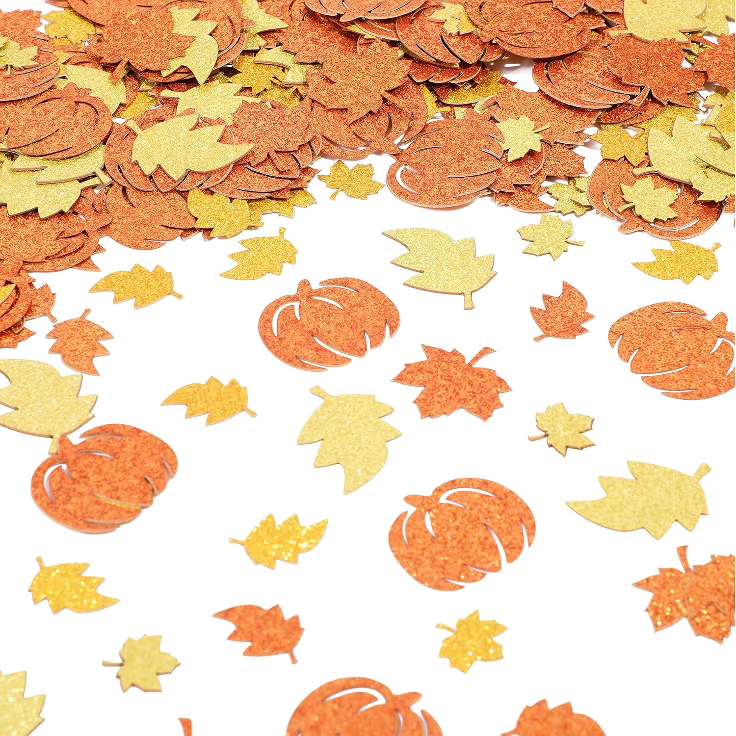 Civaner 300 Pcs Fall Glitter Confetti Table Decoration Maple Leaf Pumpkin