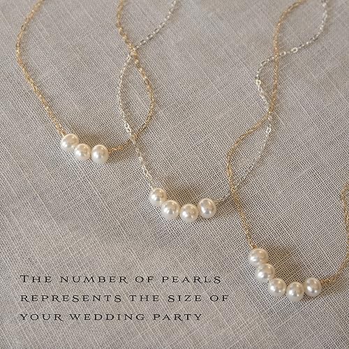 Miniatura 5 de EFYTAL Regalos de dama de honor, collar de perlas cultivadas de agua dulce de plata de ley 925 para damas de honor, regalo de propuesta de dama de