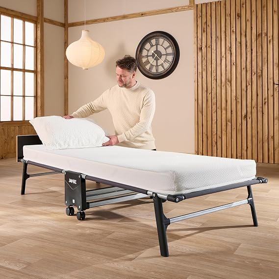 JAY-BE RM80 Zustellbett mit Memory-Matratze auf Rollen Einzelbett Schwarz