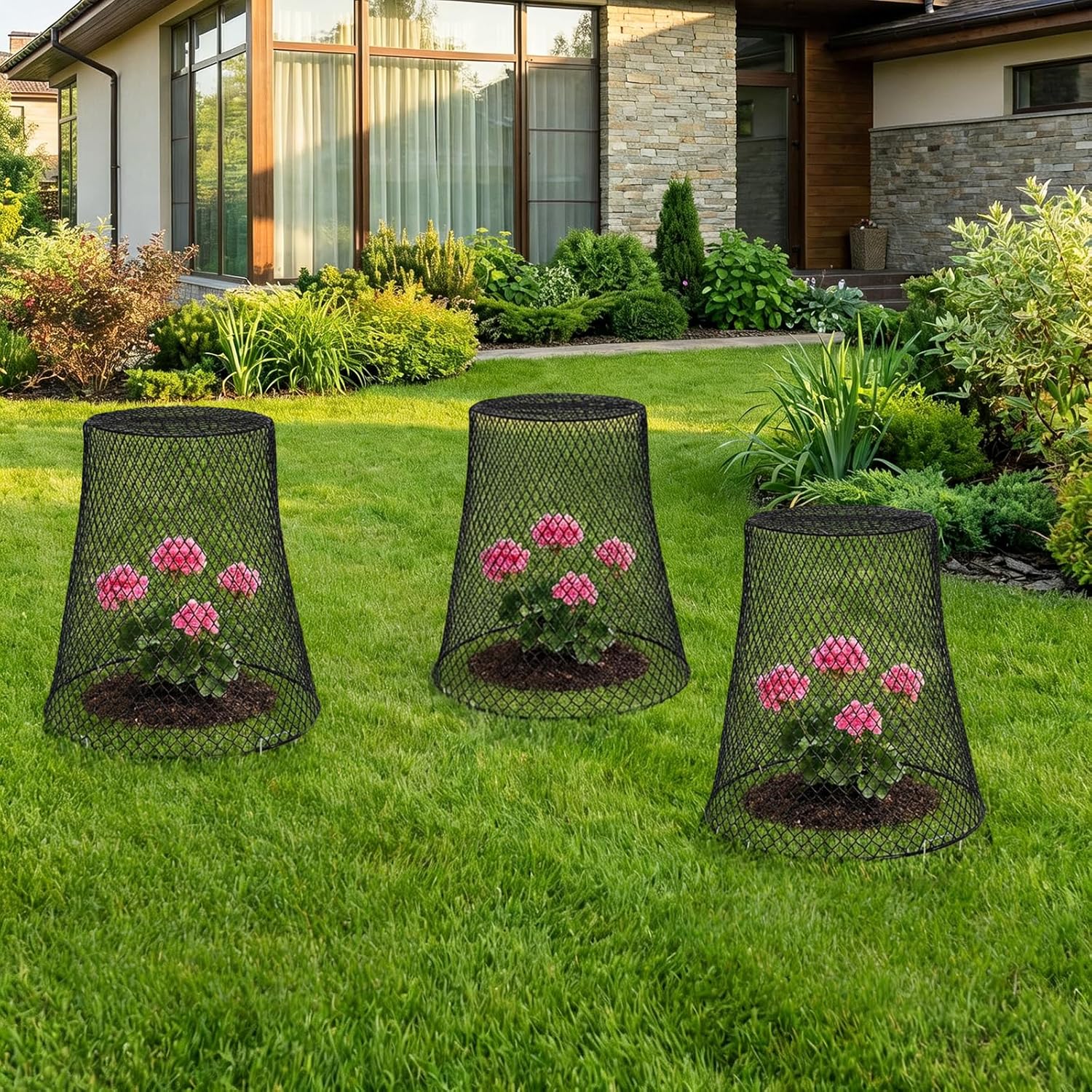 SOUJOY 15 Pcs 12 Inch Large Chicken Wire Cloche Plant Protector Cover, Heavy Duty Metal Garden Plant Protector from Animals, Plant Cages for Keeping Bunnies, Chickens, Squirrels, Birds Other Out